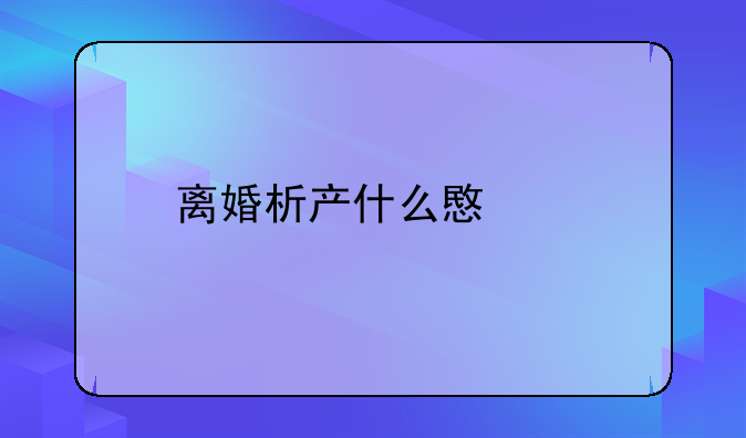 离婚析产什么意思