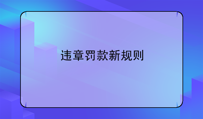 交通新规则有哪些违规罚