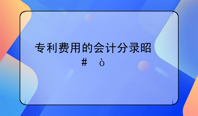 专利费用的会计分录是什么？