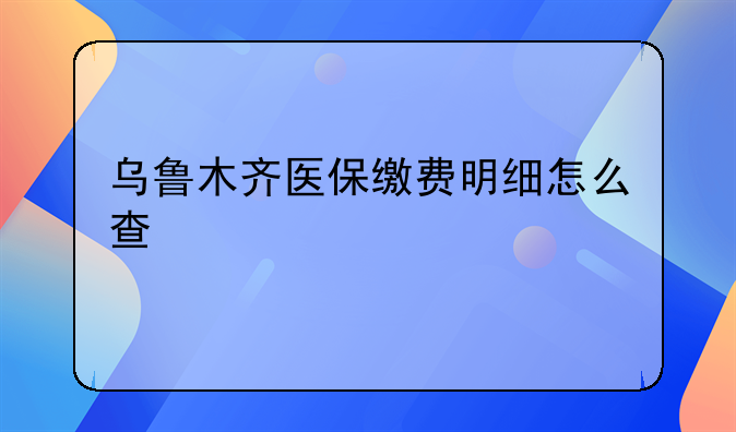 乌鲁木齐医保缴费明细怎么查