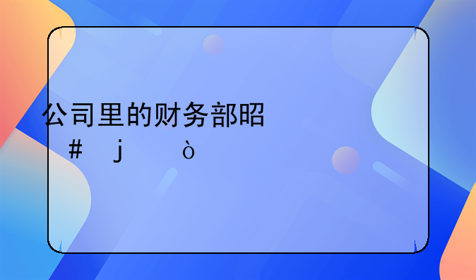 公司里的财务部是干什么的？