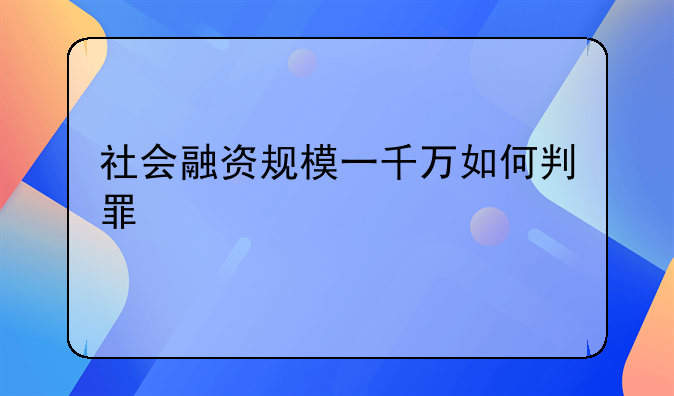 社会融资规模一千万如何判罪