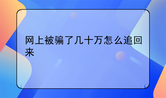 网上被骗了几十万怎么追回来