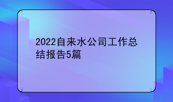 2022自来水公司工作总结报告5篇