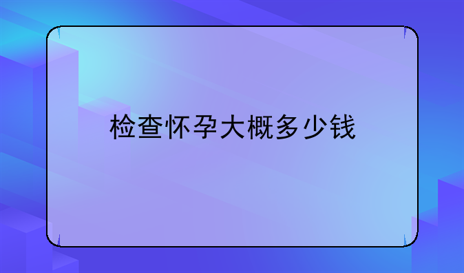 检查怀孕费用需要多少;检