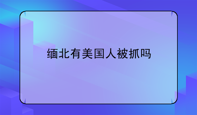 缅北有美国人被抓吗