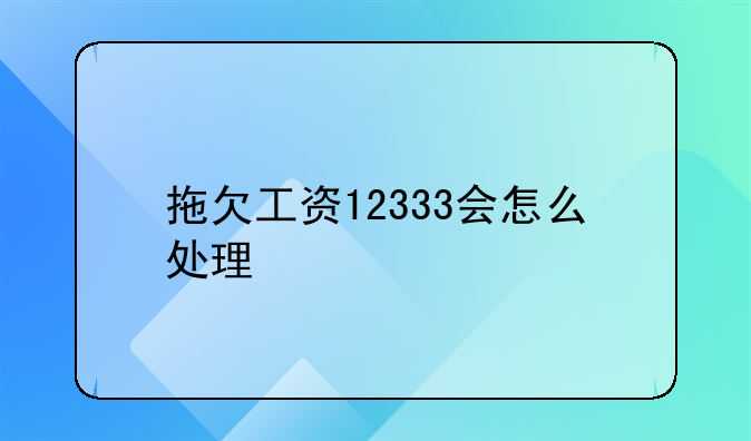 拖欠工资12333会怎么处理