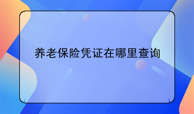 养老保险凭证在哪里查询