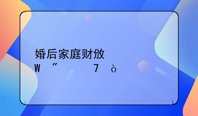 婚后家庭财政如何分配？