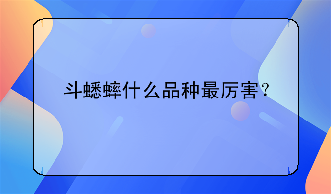 名蟋蟀打斗 斗蟋蟀什么品