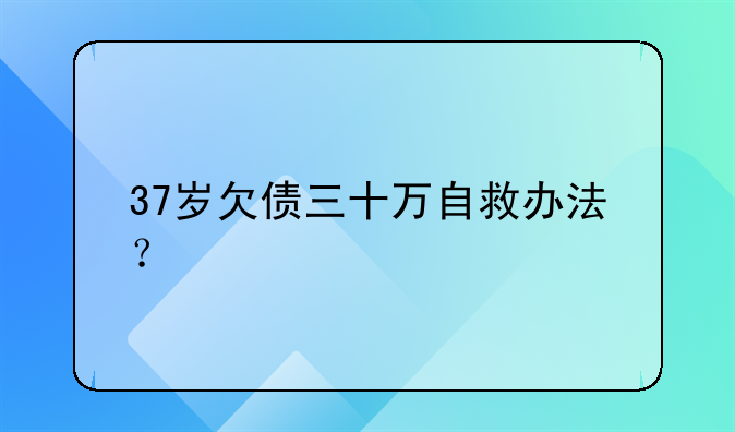 37岁欠债三十万自救办法？