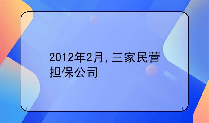 2012年2月,三家民营担保公司