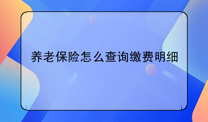 养老保险怎么查询缴费明细