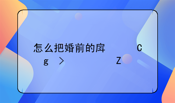 怎么把婚前的房子给另一方