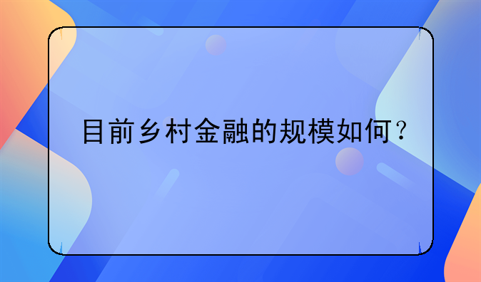 目前乡村金融的规模如何？