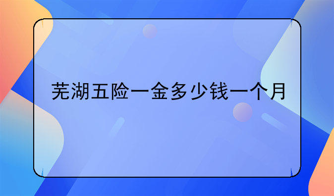 芜湖五险一金多少钱一个月