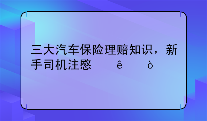 汽车保险理赔知识！汽车保险理赔知识大总结