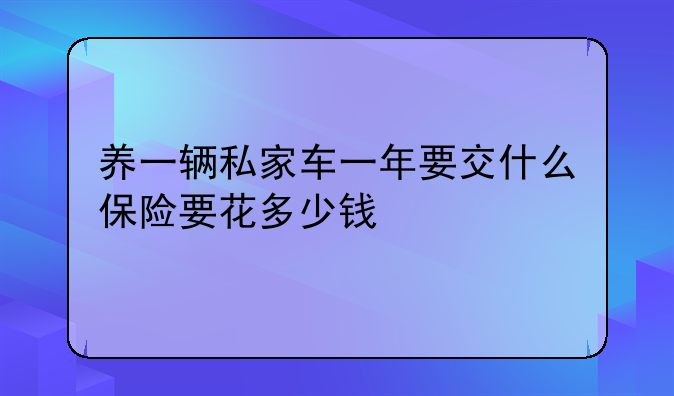 养一辆私家车一年要交什么保险要花多少钱