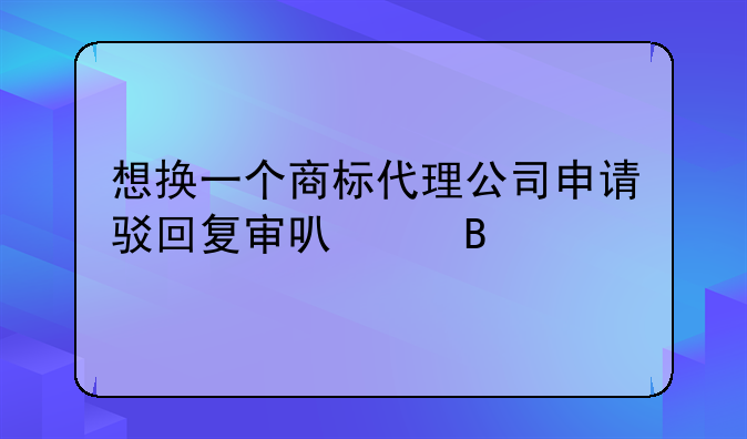 想换一个商标代理公司申请驳回复审可以吗