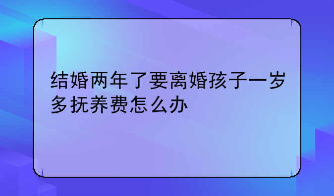 结婚两年了要离婚孩子一岁多抚养费怎么办