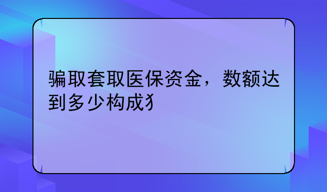 骗取套取医保资金，数额达到多少构成犯罪