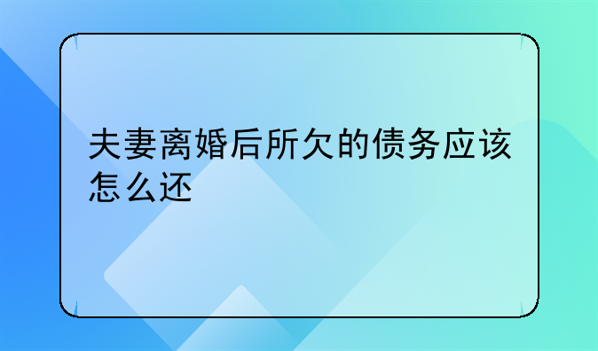 夫妻离婚后所欠的债务应该怎么还