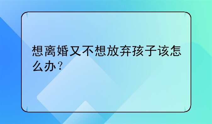 想离婚又不想放弃孩子该怎么办？