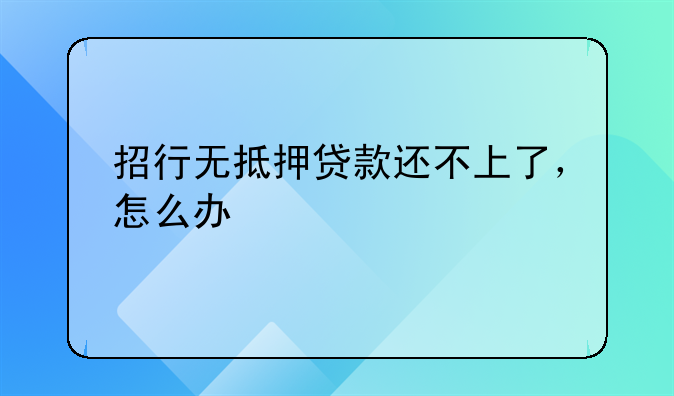 无抵押信用贷款还不上怎