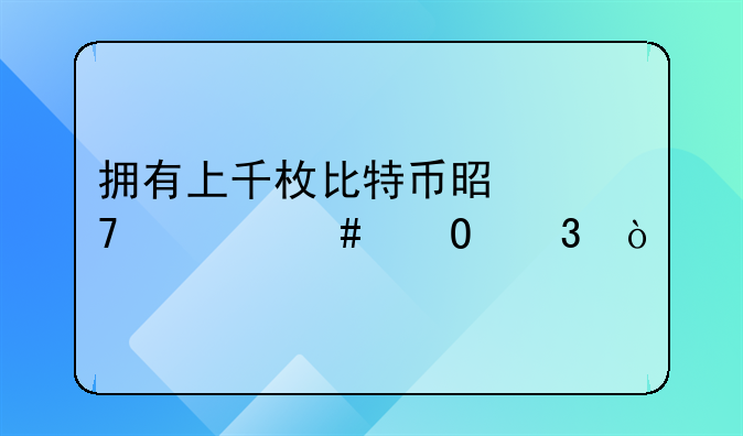 拥有上千枚比特币是种什么体验？