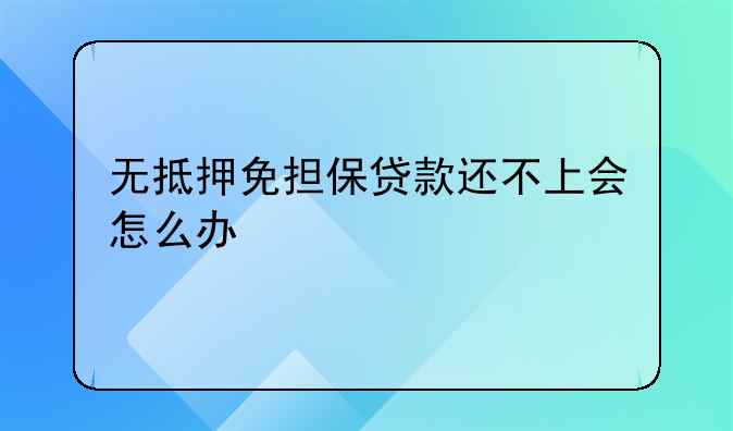 无抵押免担保贷款还不上会怎么办