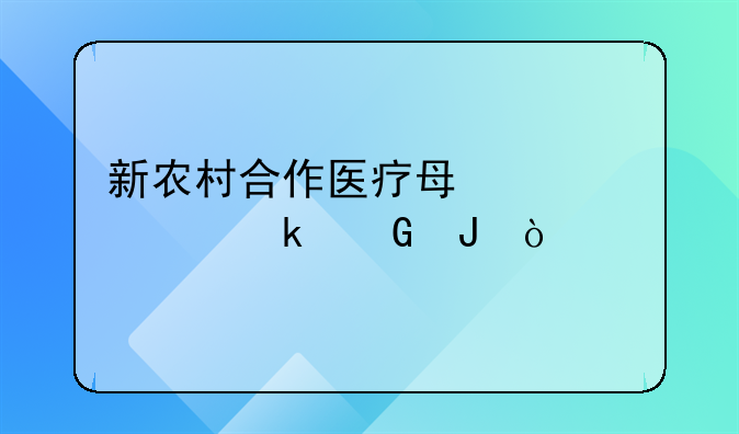 新农村合作医疗每年要交多少钱？