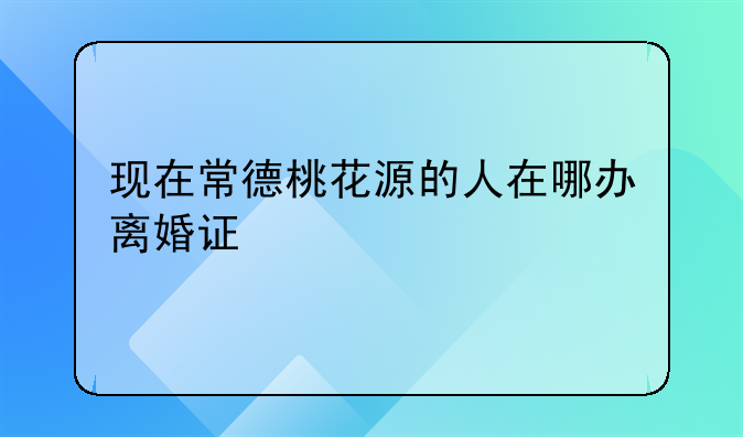 现在常德桃花源的人在哪办离婚证