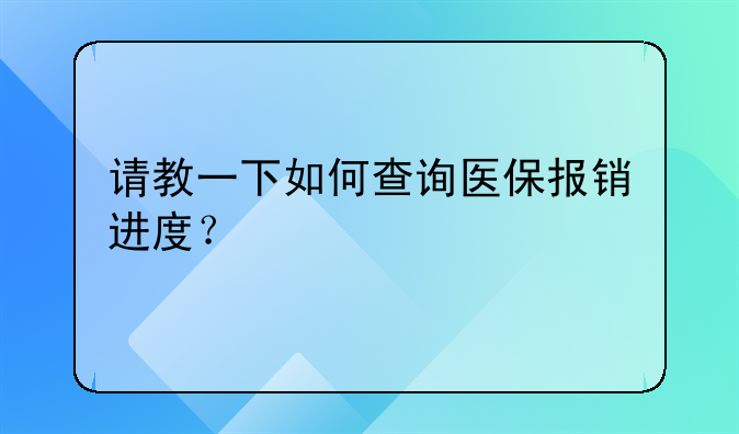 请教一下如何查询医保报销进度？