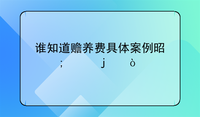 谁知道赡养费具体案例是怎样的？