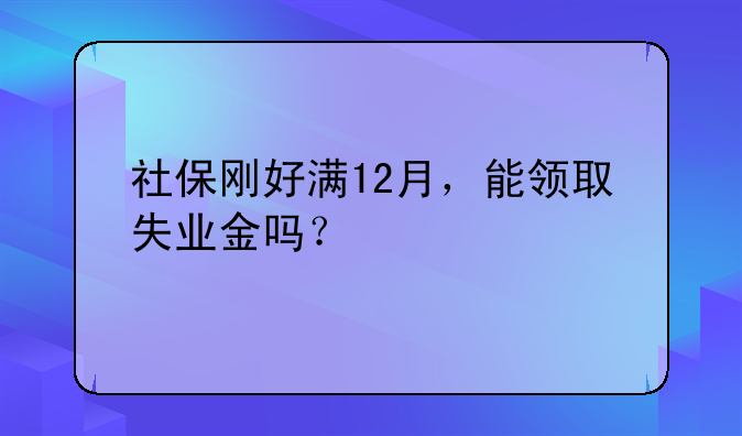 社保刚好满12月，能领取失业金吗？