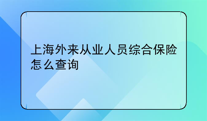 上海外来从业人员综合保险怎么查询