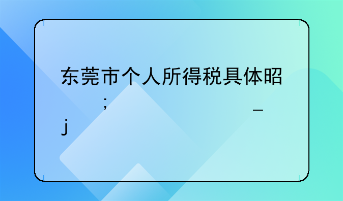 东莞市个人所得税具体是怎样计算的