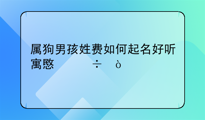 属狗男孩姓费如何起名好听寓意好？