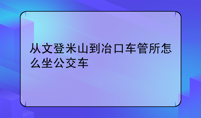 从文登米山到冶口车管所怎么坐公交车