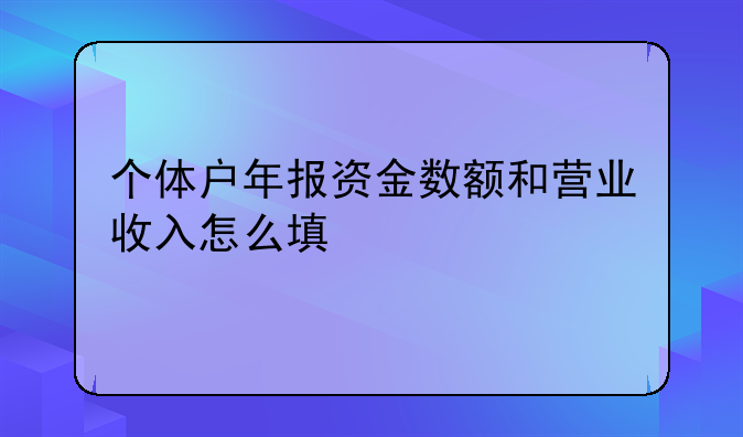 个体户年报资金数额和营业收入怎么填