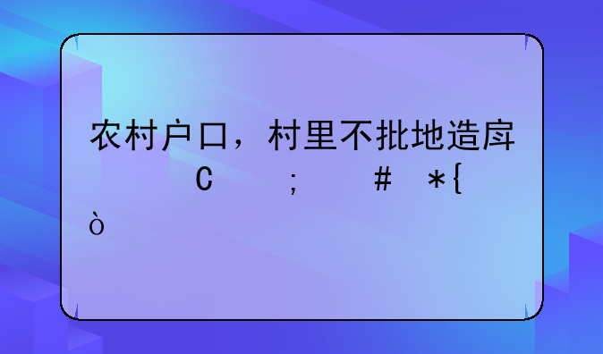 农村户口，村里不批地造房子怎么办？