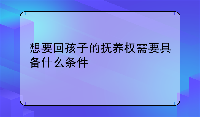 想要回孩子的抚养权需要具备什么条件