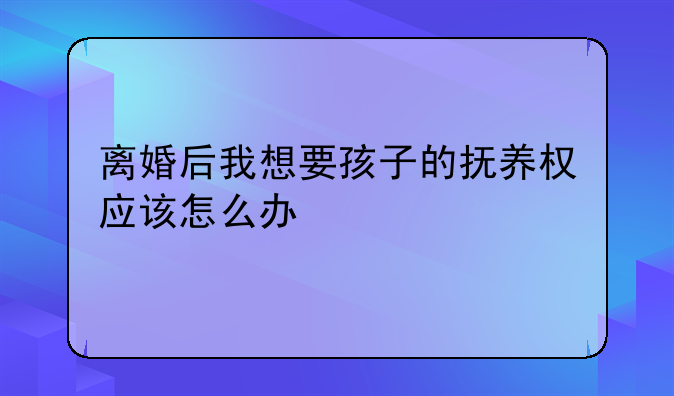 离婚后我想要孩子的抚养权应该怎么办