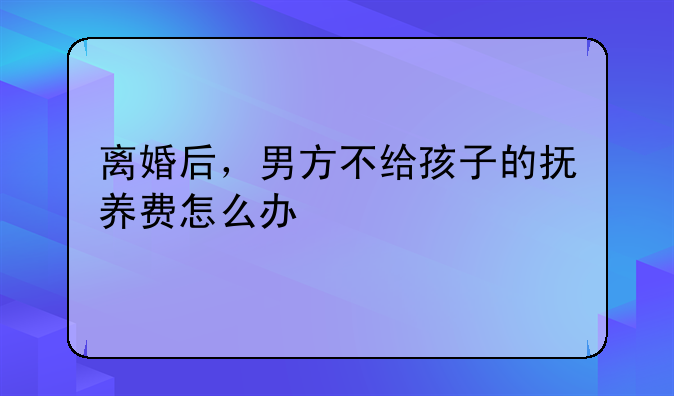 离婚后，男方不给孩子的抚养费怎么办