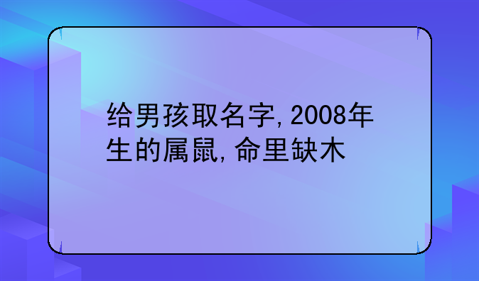 给男孩取名字,2008年生的属