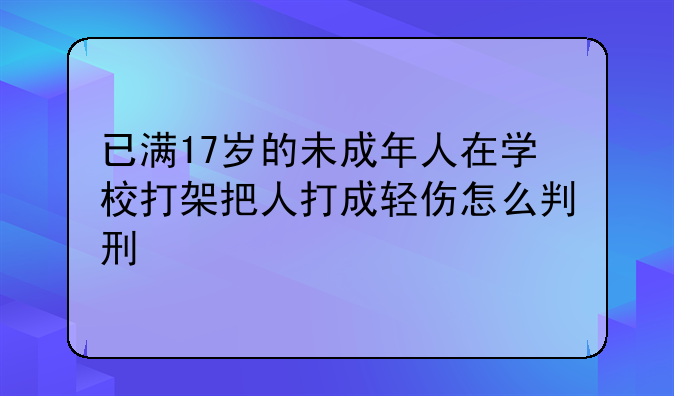 已满17岁的未成年人在学校打架把人打成轻伤怎么判刑