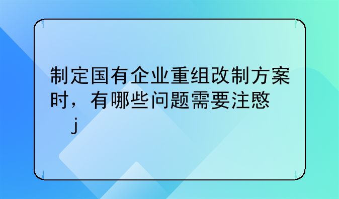 国有企业改制重组，制定