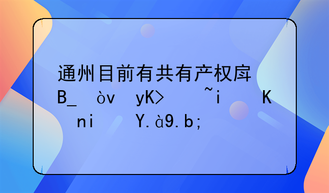 通州目前有共有产权房吗？申请条件是什么？