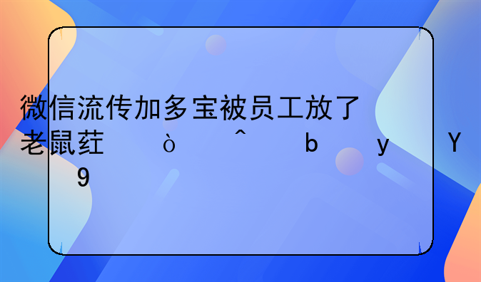 微信流传加多宝被员工放了老鼠药传闻是真的吗