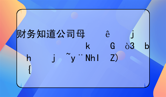 财务知道公司赚了多少钱